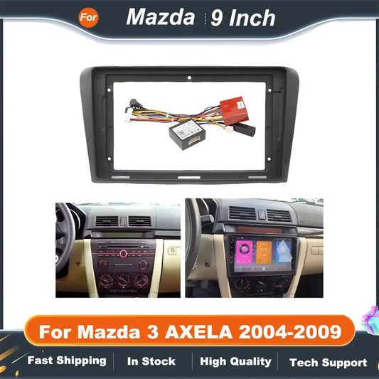 9 Inch Car Radio Fascia Frame for Mazda 3 AXELA 2004-2009 Android Dash Panel Kit with Canbus Box  Adapter