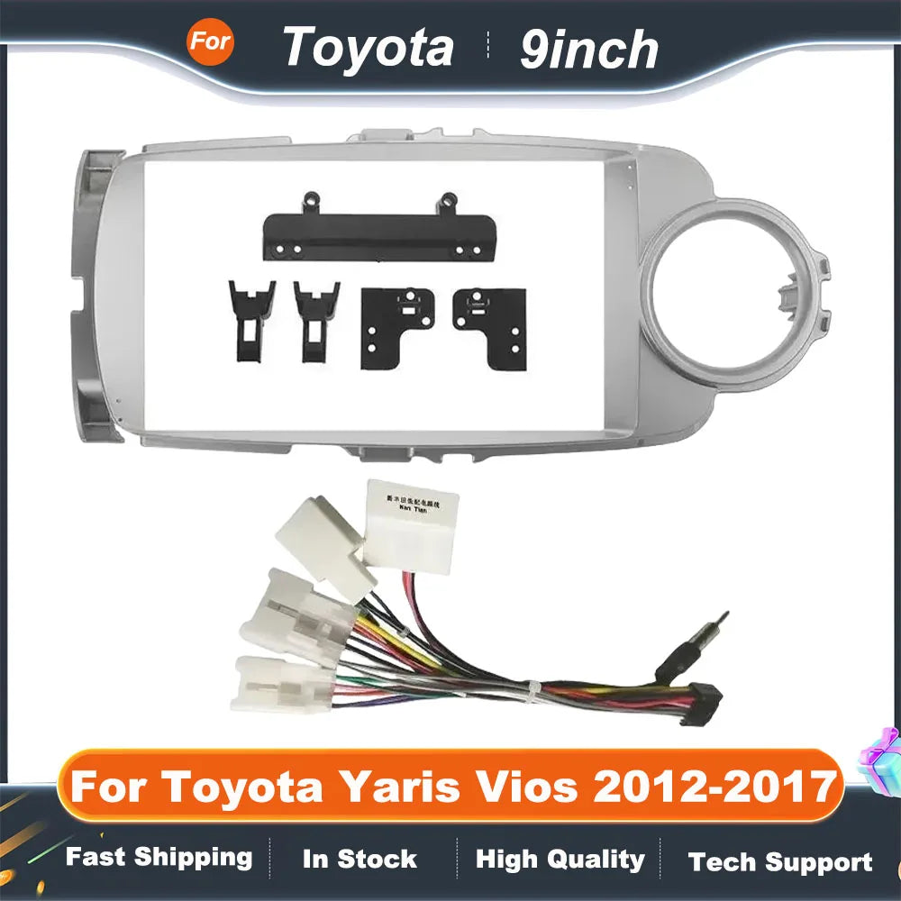 9 Inch Car Frame Fascia Adapter For Toyota Yaris Vios 2012-2017 Android Radio Dash Fitting Panel Kit