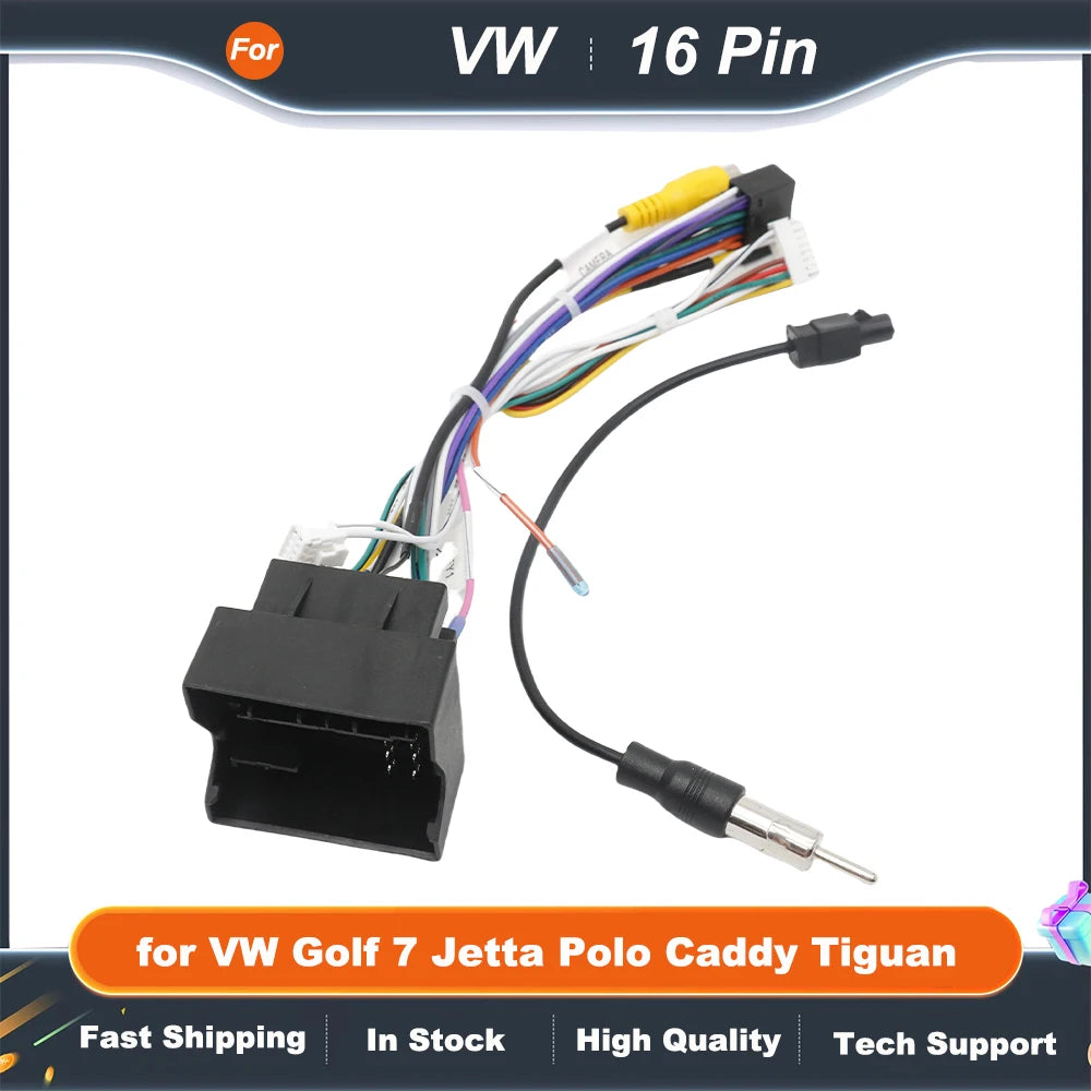 Quadlock Wiring Harness Adapter CAN Bus Box 16 Pin Plug Connector Car Android Cable for VW Golf 7 Jetta Polo Caddy Tiguan