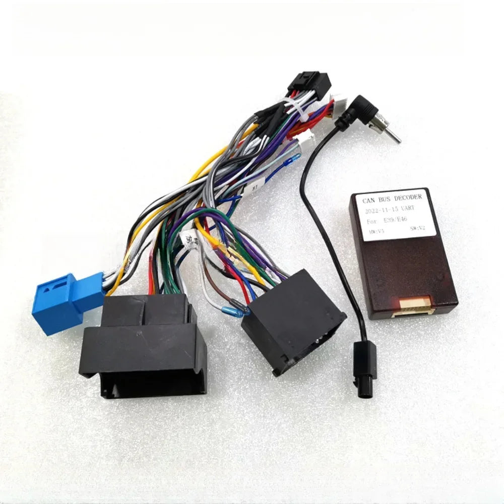 Canbus Box Adaptor Decoder For BMW E39 E46 /X5 E35 1999-2006 With 16 Pin Power Wiring Harness Cable Android 2 Din GPS Stereo