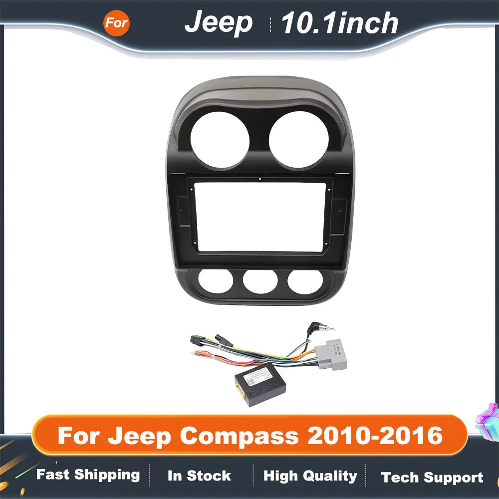 10.1" Car Audio Big Screen DVD Fascia Frame Adapter For Jeep Compass 2010-2016 2Din Dash Installation Panel Kit