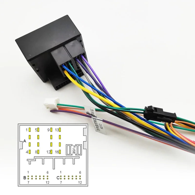 16 Pin to Quadlock Wiring Harness CAN Bus Decoder Car Android Head Unit Cable Adapter for Mercedes Benz B Class W245 W246