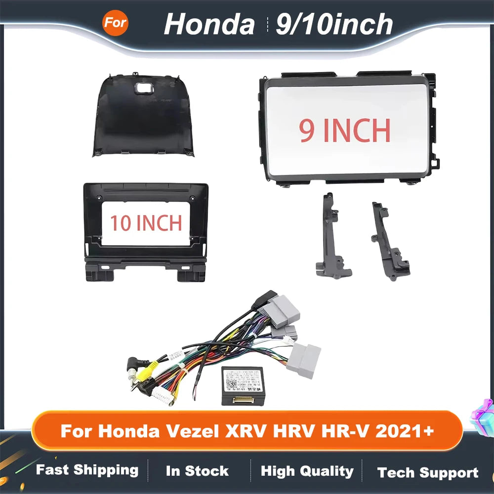 9 Inch 10 Inch car stereo panel Adapter Canbus Box Decoder For Honda Vezel XRV HRV HR-V 2021+ Android Radio Dash Fitting Panel K