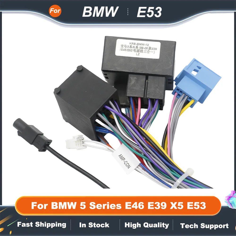 Car Radio Cable CAN-Bus Adapter For BMW 5 Series E46 E39 X5 E53 Power Wiring Harness Android Auto Multimedia Connector
