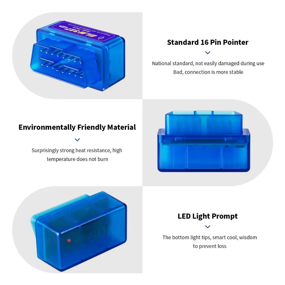 5.1 ELM327 V2.1 Auto OBD2 Scanner Car Diagnostic Tool Code Reader  Super MINI ELM 327 V1.5 For Android