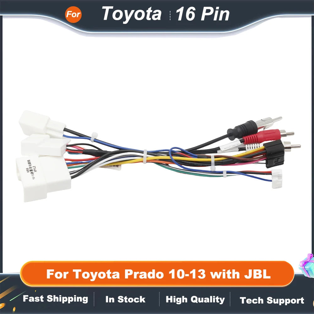Car 16PIN Android Radio Power Cable Adapter With Canbus Box For Toyota Prado/Sequoia/Lexus 330 Audio Player Wiring Harness