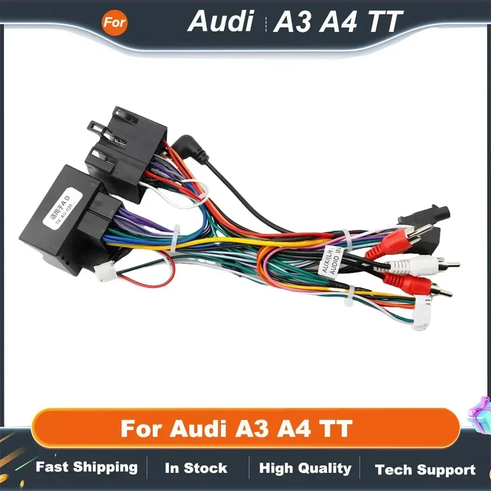 16pin Wiring Harness Adapter with CANBUS Decoder for Audi A3 A4 TT Android Radio Power Cable