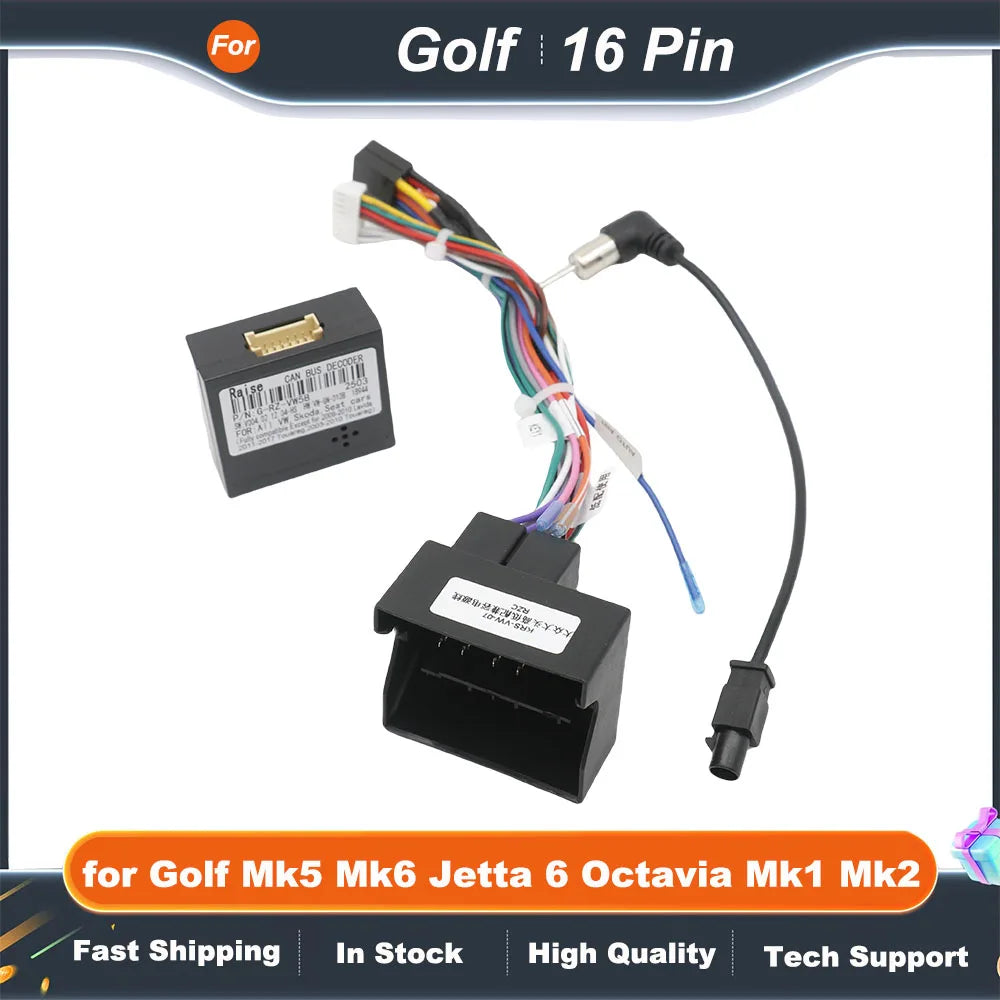 Wiring Harness 16 Pin Plug to Quad Lock Connector Car Radio Cable Adapter for Golf Mk5 Mk6 Jetta 6 Octavia Mk1 Mk2