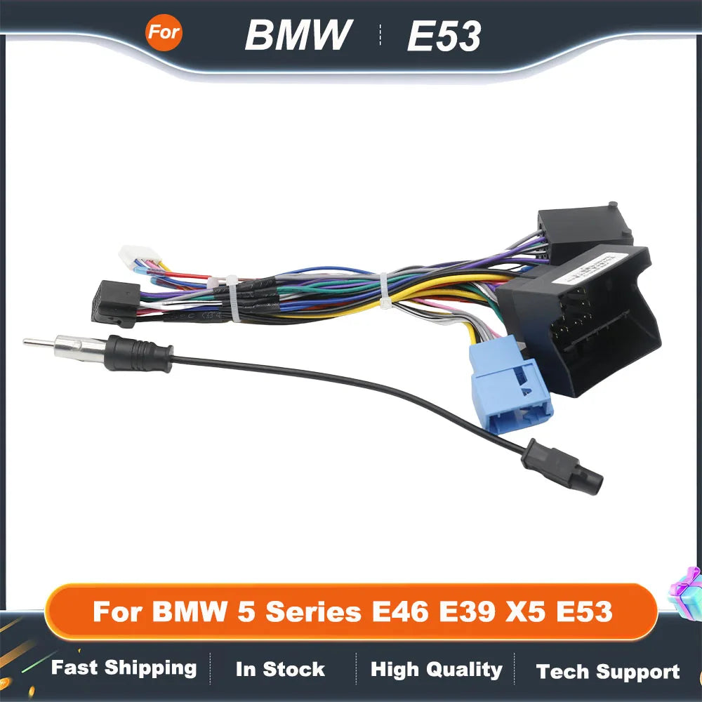 Car Radio Cable CAN-Bus Adapter For BMW 5 Series E46 E39 X5 E53 Power Wiring Harness Android Auto Multimedia Connector