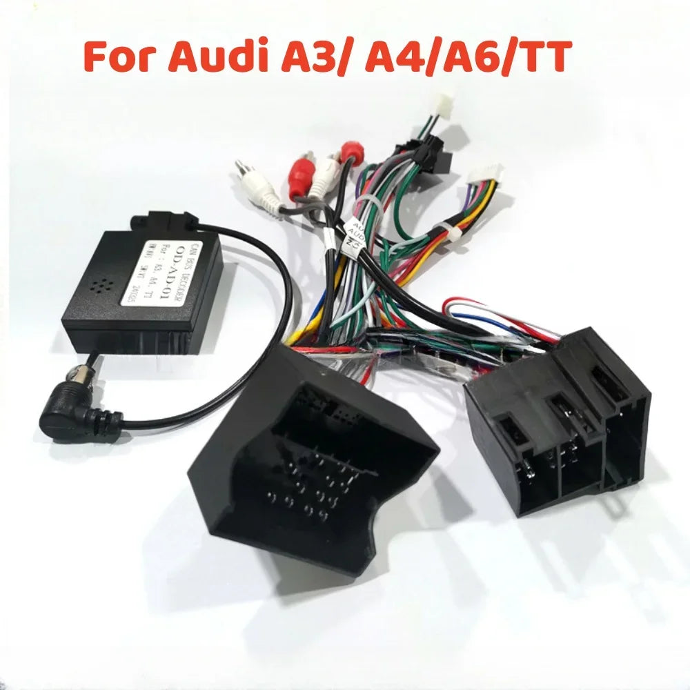 Car Audio Android 16PIN Power Cable Adapter With Canbus Box For Audi A3/A4/ A6/ TT Video Player Power Wiring Harness Radio Wire