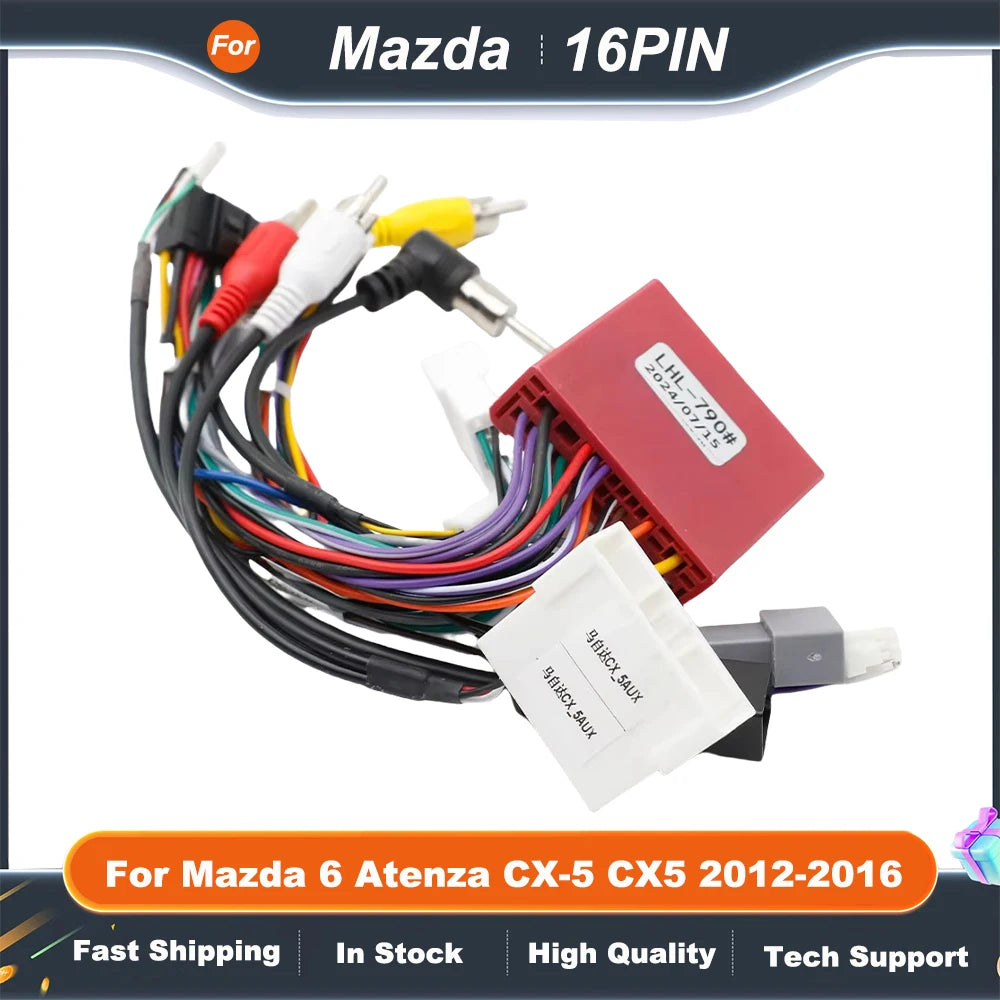 16PIN Car Android Wire Harness Adapter Canbus Box Decoder For Mazda 6 Atenza CX-5 CX5 2012-2016