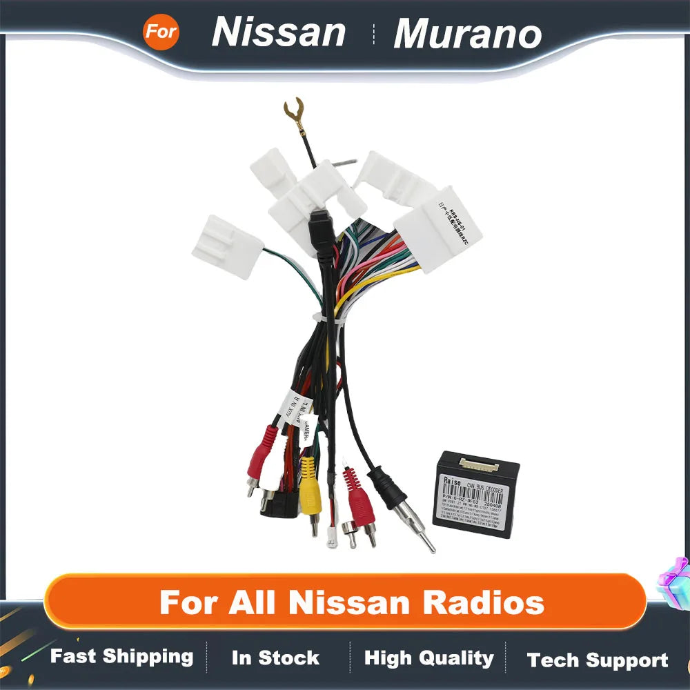 For Nissan Murano Qashqai j10 j11 X trail Tiida/SYLPHY/ Terra/Bluebird Kicks/Versa Car Radio Stereo Wiring Harness Cable Adapter