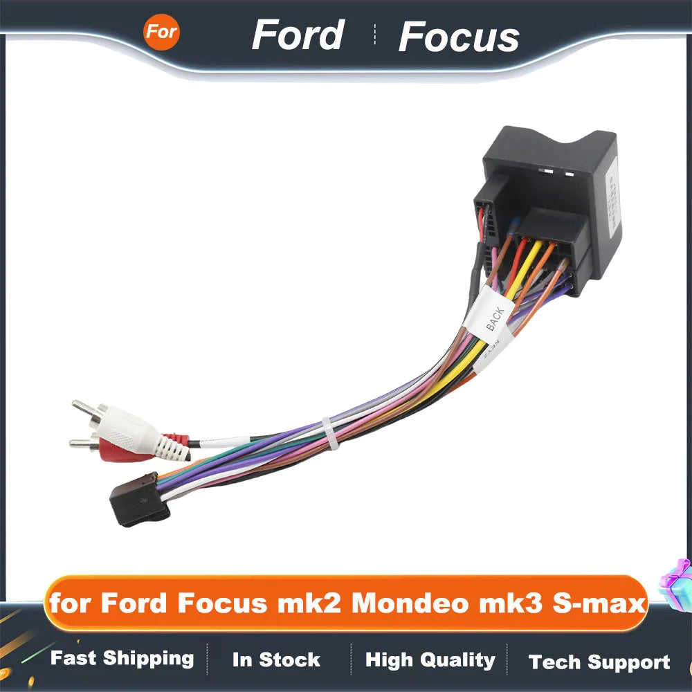 QuadLock Wiring Harness 16 Pin Plug Radio Adapter Antenna Car Head Unit 12V Connector Cable for Ford Focus mk2 Mondeo mk3 S-max