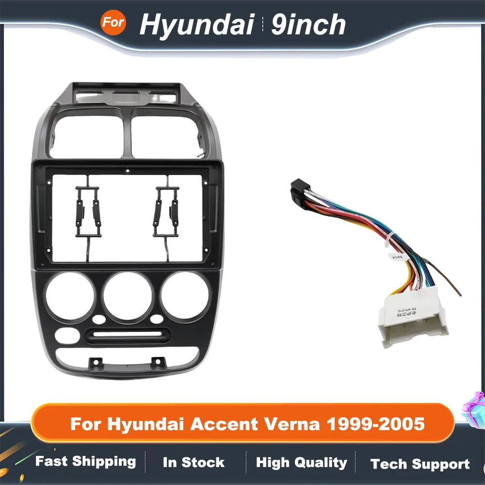 9 Inch Car Radio Fascia Frame Adapter For Hyundai Accent Verna 1999-2005 Android Radio Dash Fitting Panel Kit