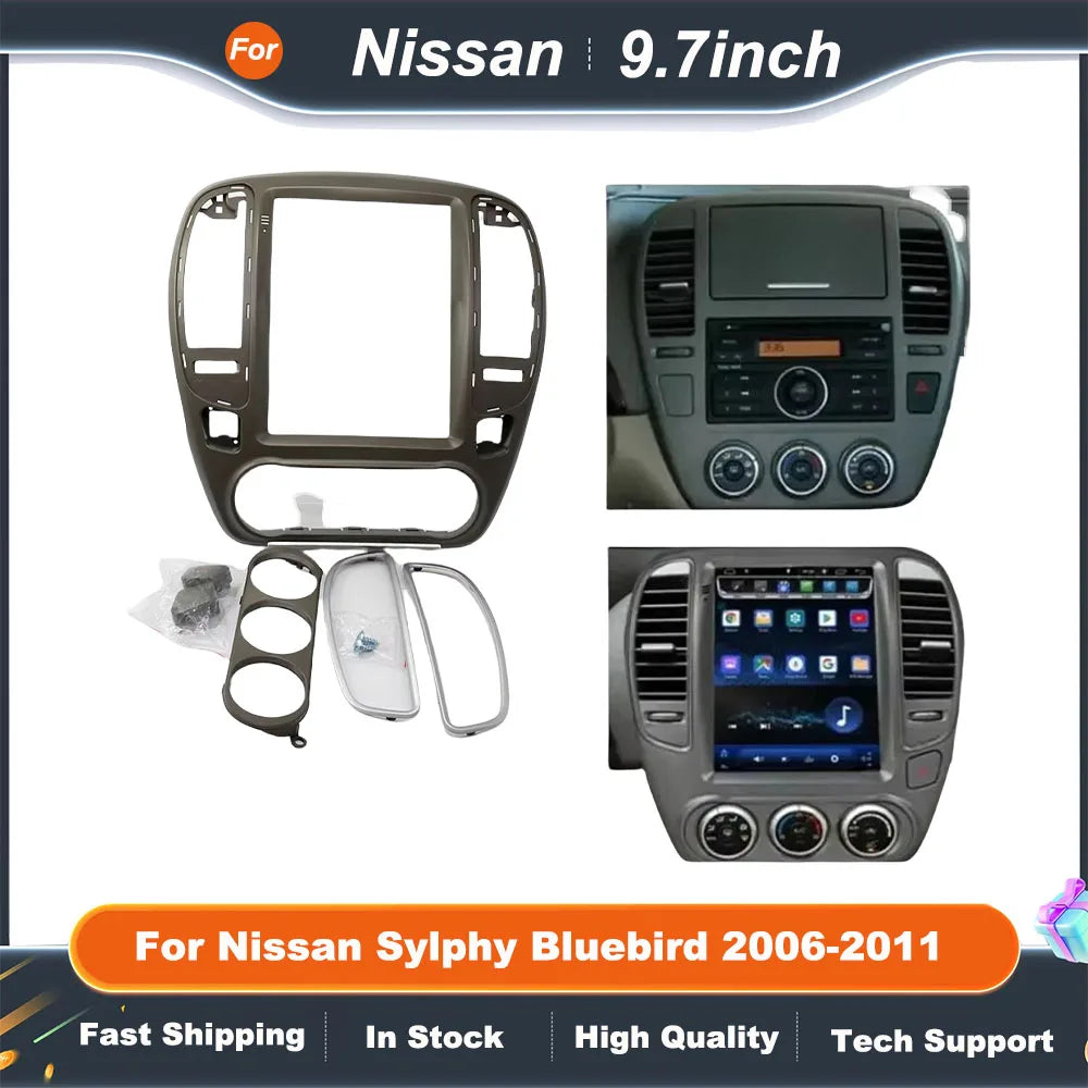 9.7 Inch 2 Din Radio Frame for Nissan Sylphy Bluebird 2006-2011  Car DVD Player Mount Dashboard Fascia Panel  Stereo Install Kit