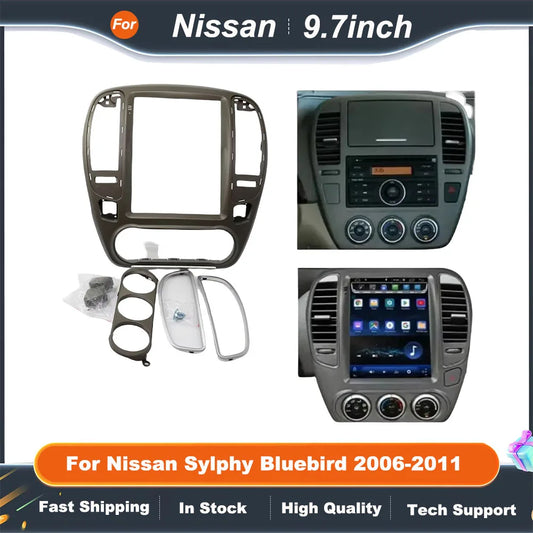 9.7 Inch 2 Din Radio Frame for Nissan Sylphy Bluebird 2006-2011  Car DVD Player Mount Dashboard Fascia Panel  Stereo Install Kit