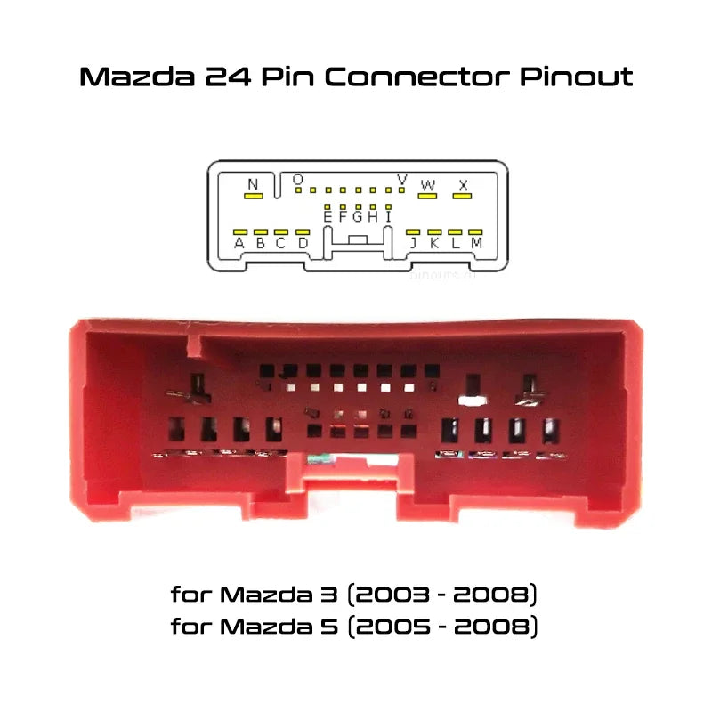 Wiring Harness Adapter 16 Pin Plug to 24 Pin Connector Radio Antenna Jack Car Android Head Unit Cable for Mazda 3 BK 6 GG1 5