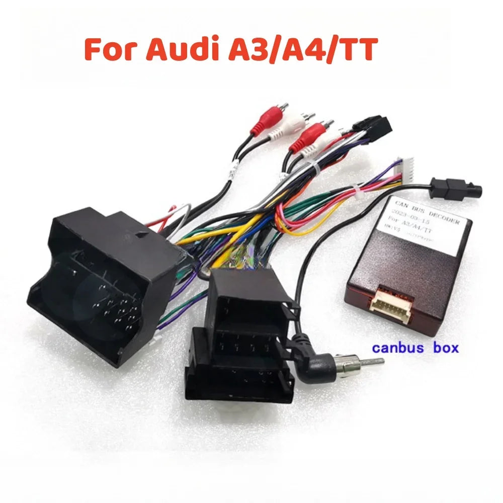 Auto 16 pin Android Wiring Harness Power Cable Adapter with Canbus Box For Audi A3/A4/TT Cable For Car radio Multimedia Player