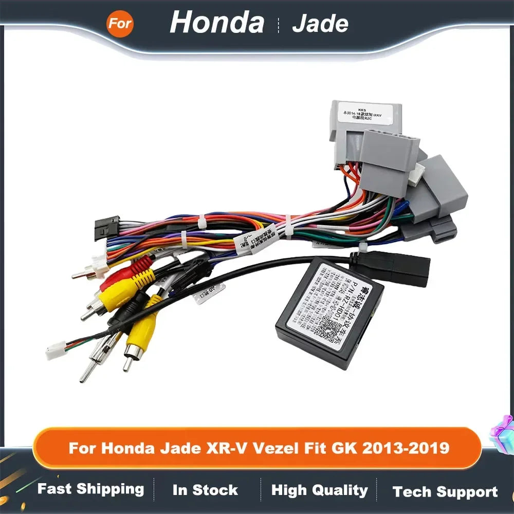 16Pin Car Radio Harness Adapter with CANBUS for Honda Jade XR-V Vezel Fit GK 2013-2019 Head Unit Power Cable