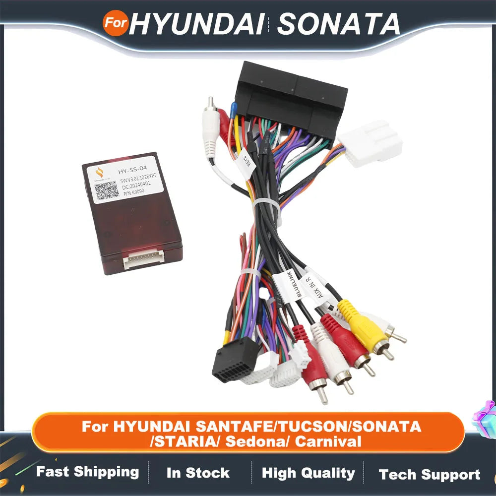 For HYUNDAI SANTAFE/TUCSON/SONATA/STARIA/ Sedona/ Carnival Car Radio Canbus Box Decoder HY-SS-04 With16 Pin Wiring Harness Power
