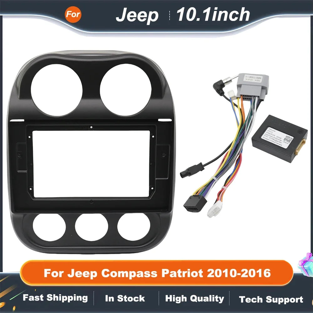10.1 Inch 2 Din Car Radio Fascia for Jeep Compass Patriot 2010-2016 Android GPS MP5 Player Dash Panel