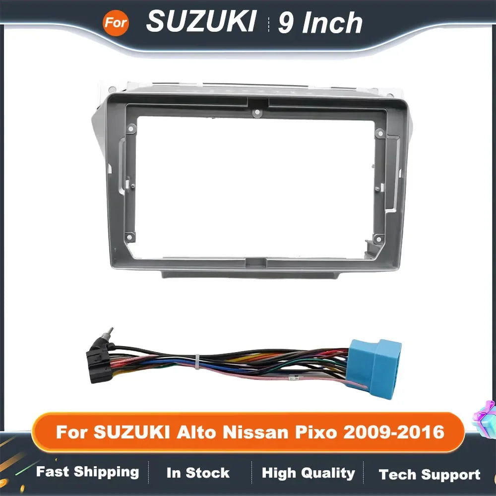9 Inch Car Radio Frame Adapter For SUZUKI Alto Nissan Pixo 2009-2016 Android Radio Dash Fitting Panel Kit