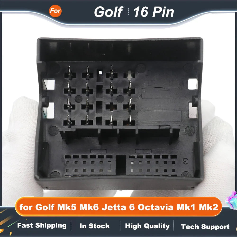 Wiring Harness 16 Pin Plug to Quad Lock Connector Car Radio Cable Adapter for Golf Mk5 Mk6 Jetta 6 Octavia Mk1 Mk2