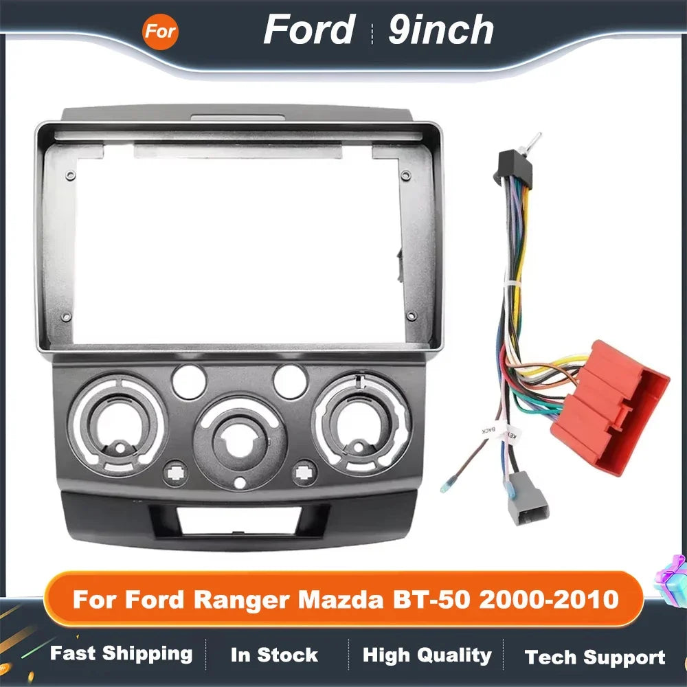 2 Din 9 Inch Car Radio Fascia Frame DVD GPS Mp5 ABS PC Plastic Fascia Plane Frame For Ford Ranger Mazda BT-50 2000-2010 Dash Kit