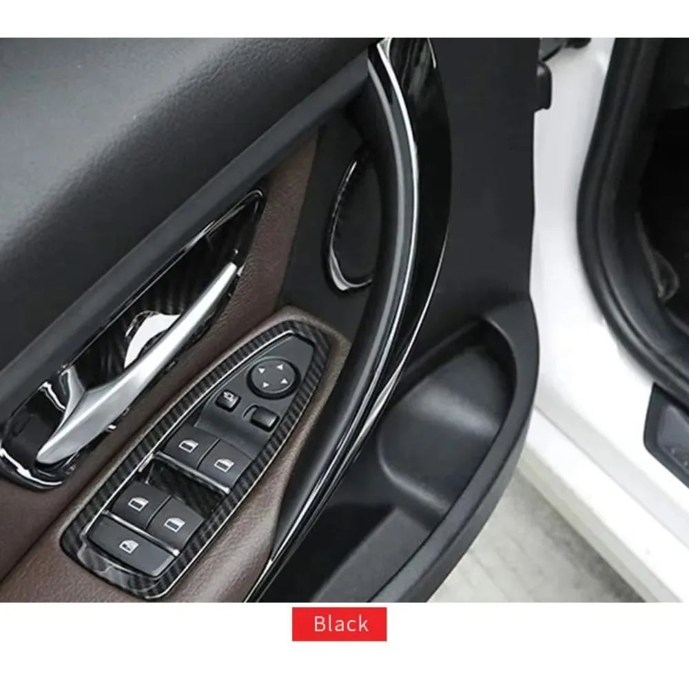 2PCS Car Styling Interior Door Panel Handle Inner Pull Protective Cover Trim Black For BMW 3/GT 4 Series F30 F35 2012-2018