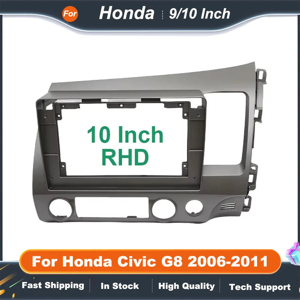 9/10 Inch Car Radio Fascia Frame for Honda Civic G8 2006-2011 Android Stereo Dash Fitting Panel Kit Adapter Trim