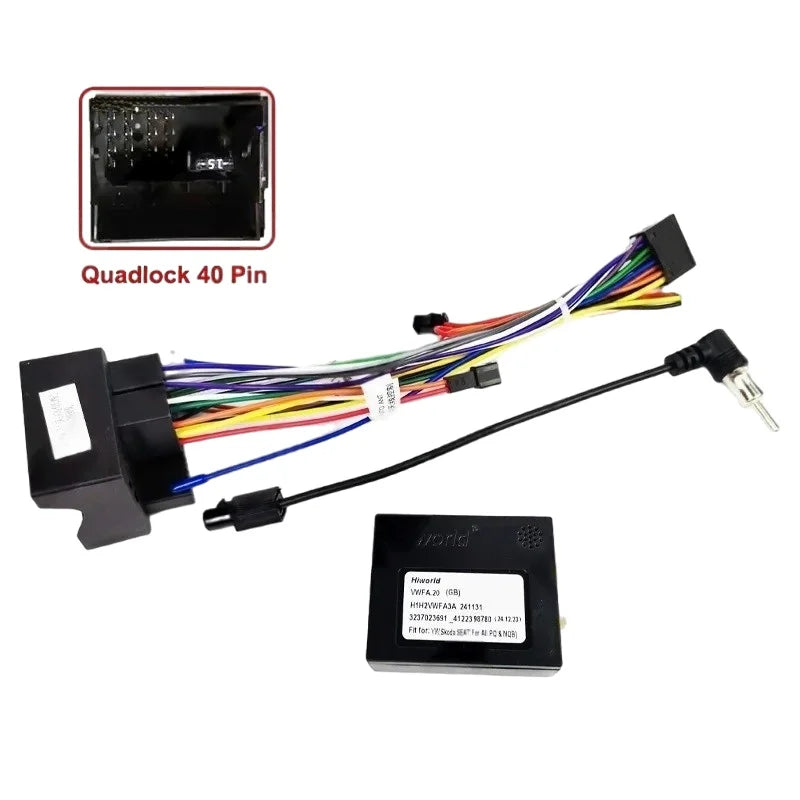 Radio Wiring Harness Adapter, CAN Bus Decoder, 16 Pin Car Android Cable, for VW Golf, Jetta, Polo, Passat, T-Roc, Octavia, Leon