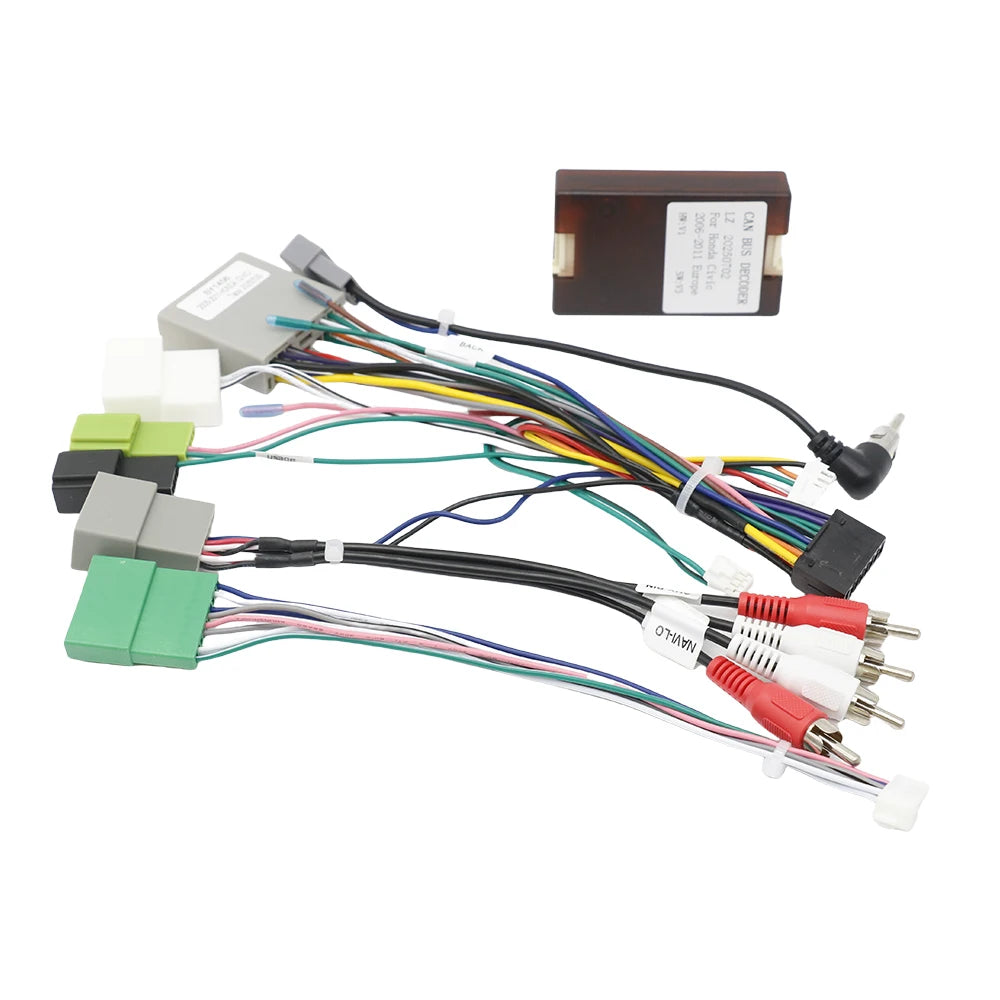 16pin Car Wiring Harness Adapter Canbus Box Decoder for Honda Civic Hatchback 5D European Android Radio Power Cable