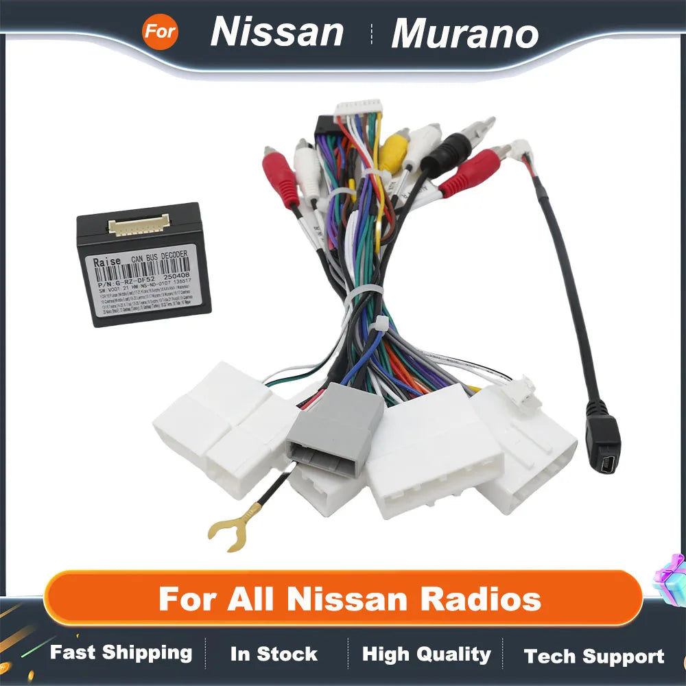 For Nissan Murano Qashqai j10 j11 X trail Tiida/SYLPHY/ Terra/Bluebird Kicks/Versa Car Radio Stereo Wiring Harness Cable Adapter