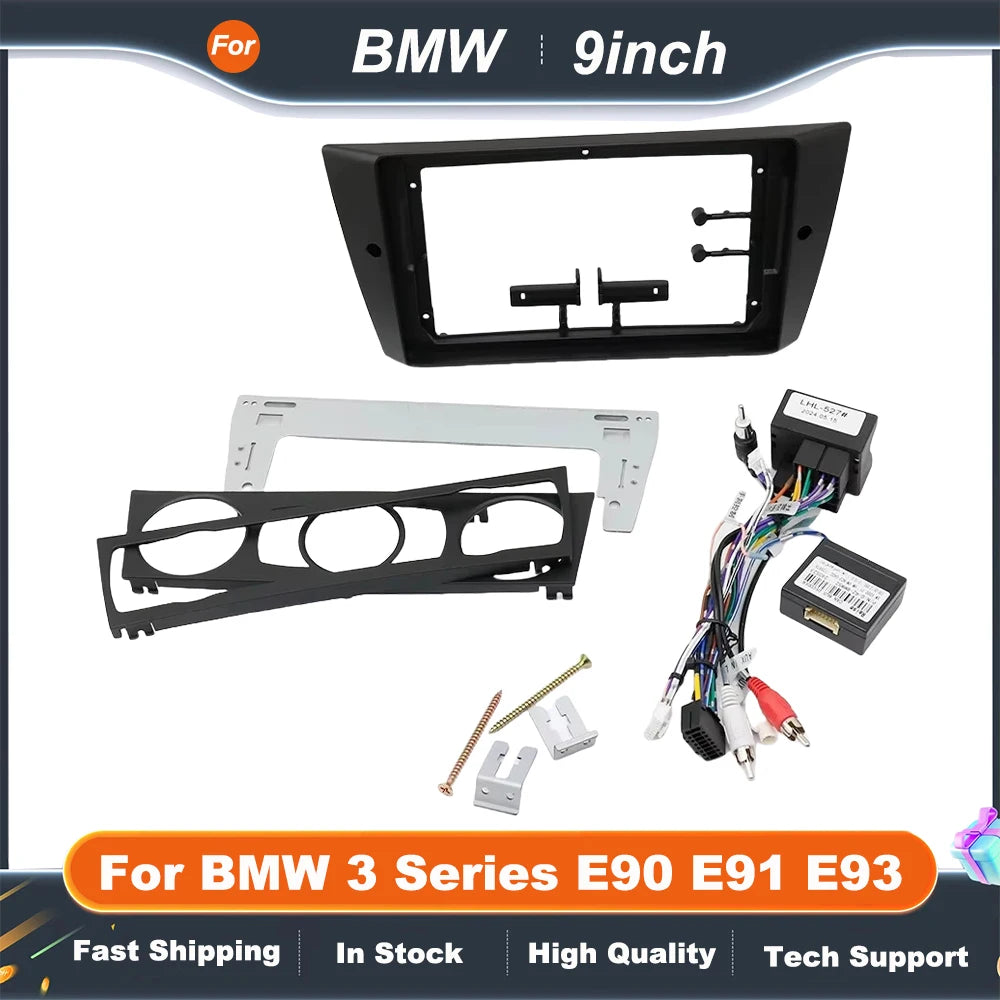 9 Inch Big Screen Car Radio Fascia Adapter For BMW 3 Series E90 E91 E93 2Din CD/DVD Player Fitting Panel Kit