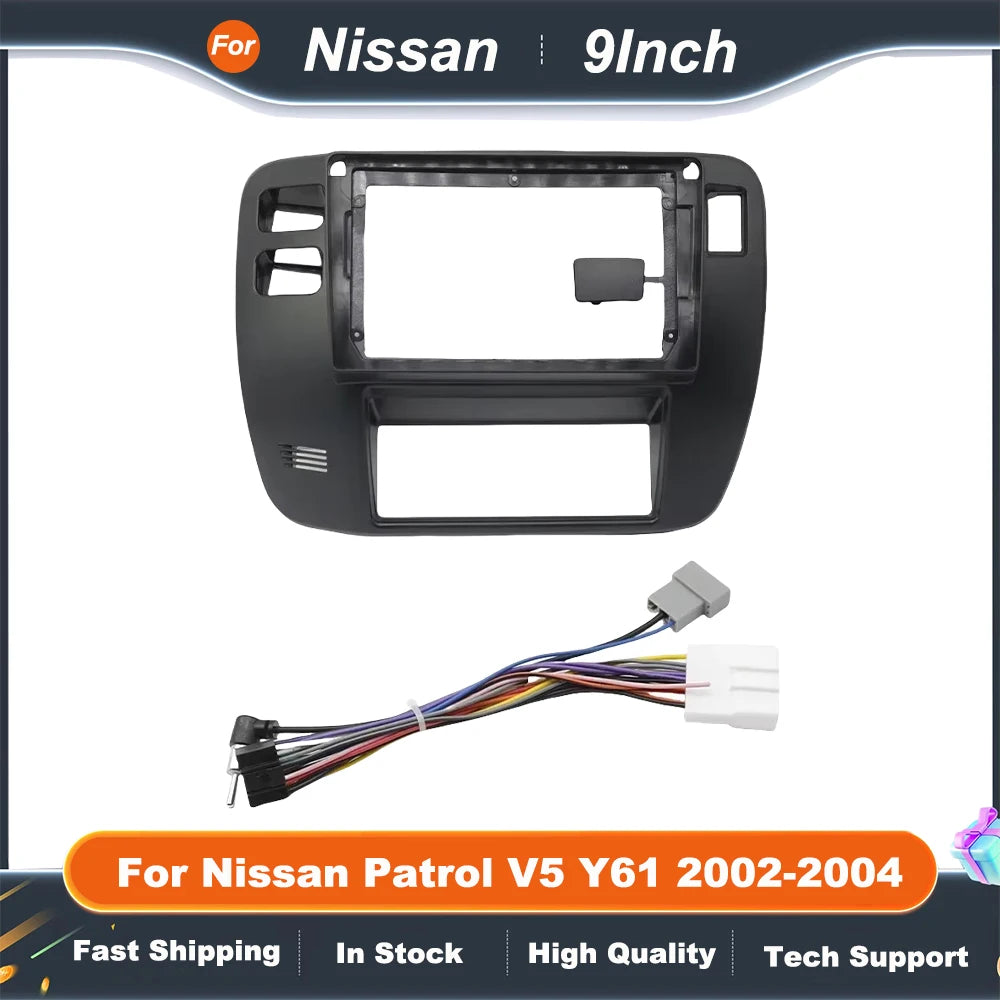 9 Inch Car Frame Fascia Adapter For Nissan Patrol V5 Y61 2002-2004 Android Radio Dash Fitting Panel Kit