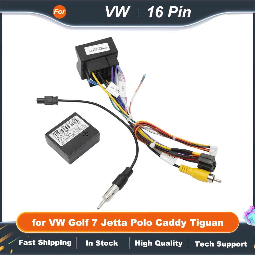 Quadlock Wiring Harness Adapter CAN Bus Box 16 Pin Plug Connector Car Android Cable for VW Golf 7 Jetta Polo Caddy Tiguan