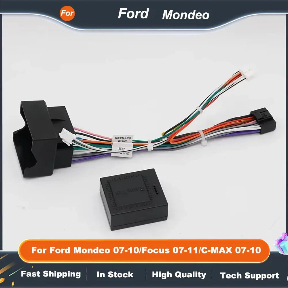 Car Radio Fascia Frame 16PIN Wiring Harness Adapter with CANBUS Box for Ford Mondeo Focus 07-11 C-MAX 07-10 Android Stereo Audio
