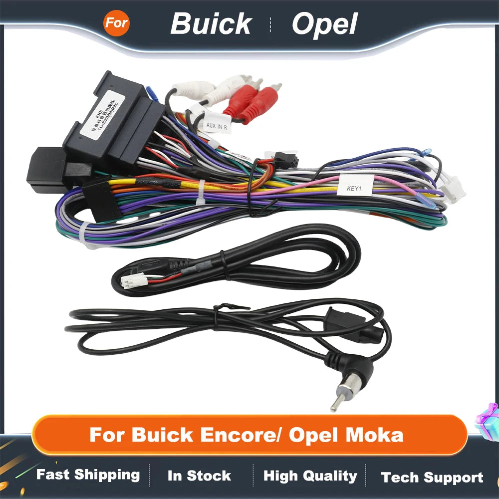 Car Android Radio CAN Bus Decoder Adapter GM-RZ-09 For Buick Encore/ Opel Moka Receiver 16 Pin Power Cable