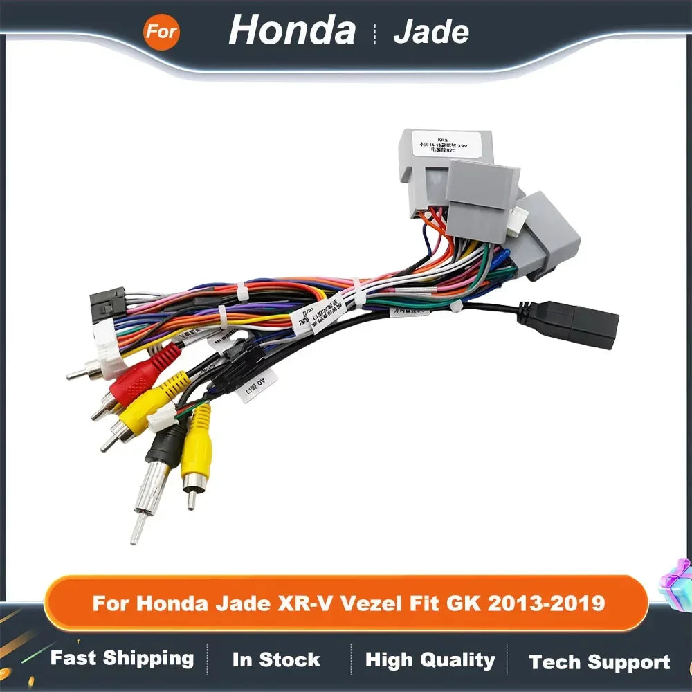 16Pin Car Radio Harness Adapter with CANBUS for Honda Jade XR-V Vezel Fit GK 2013-2019 Head Unit Power Cable