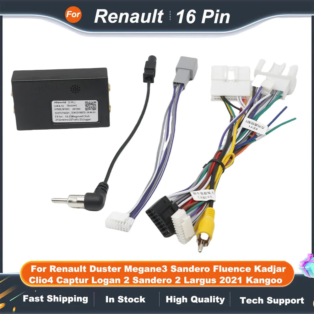 16 Pin Wiring HARNESS CANBUS For Renault Duster Megane3 Sandero Fluence Kadjar Clio4 Captur Logan 2 Sandero 2 Largus 2021 Kangoo