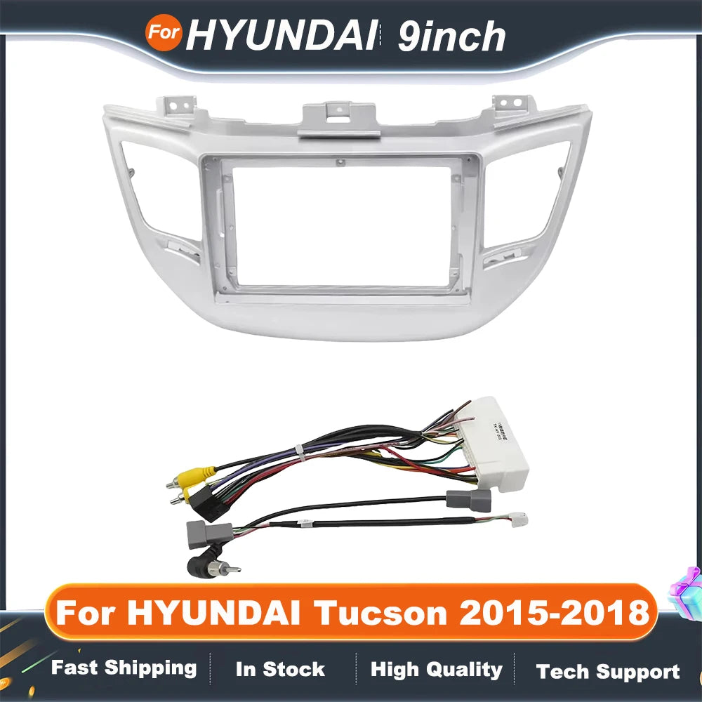 9 inch Car Fascia Radio Pane For HYUNDAI Tucson 2015-2018 Install Adapter Bezel Console Plate Facia Panel Dash Kit