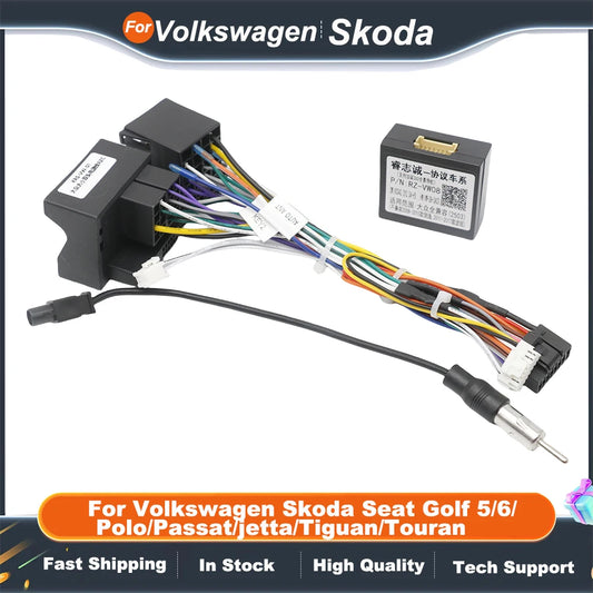 Canbus Box For Android Volkswagen Skoda Seat Golf 5/6/Polo/Passat/jetta/Tiguan/Touran Car Player VW-RZ-08/G-RZ-VW58 Wiring Cable