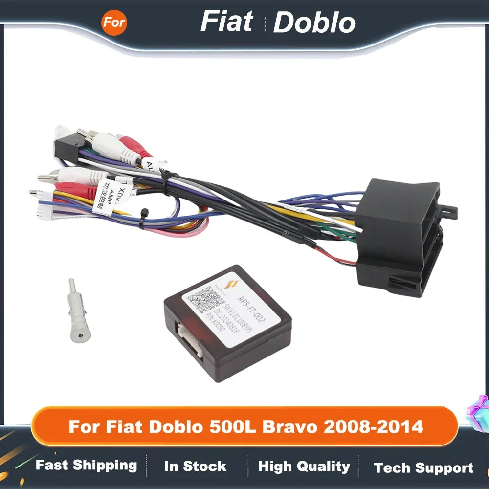 16pin Car Wiring Harness Adapter with CANBUS Decoder Android Radio Power Cable for Fiat Doblo 500L Bravo 2008-2014
