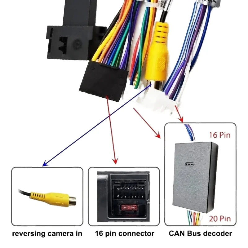 CAN Bus Decoder Radio Wiring Harness Adapter 16Pin Plug to 24 Pin Connector Cable for Ford Focus F150 Explorer Fiesta with SYNC