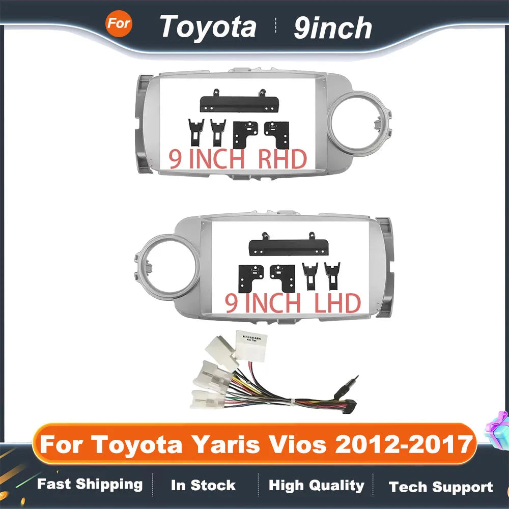 9 Inch Car Frame Fascia Adapter For Toyota Yaris Vios 2012-2017 Android Radio Dash Fitting Panel Kit
