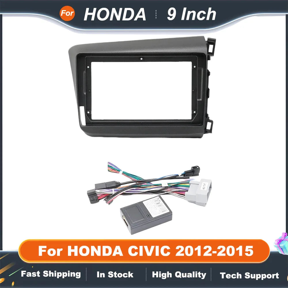 9 Inch Car Radio Fascia Frame For HONDA CIVIC 2012-2015 2DIN Install Panel Dashboard Kit