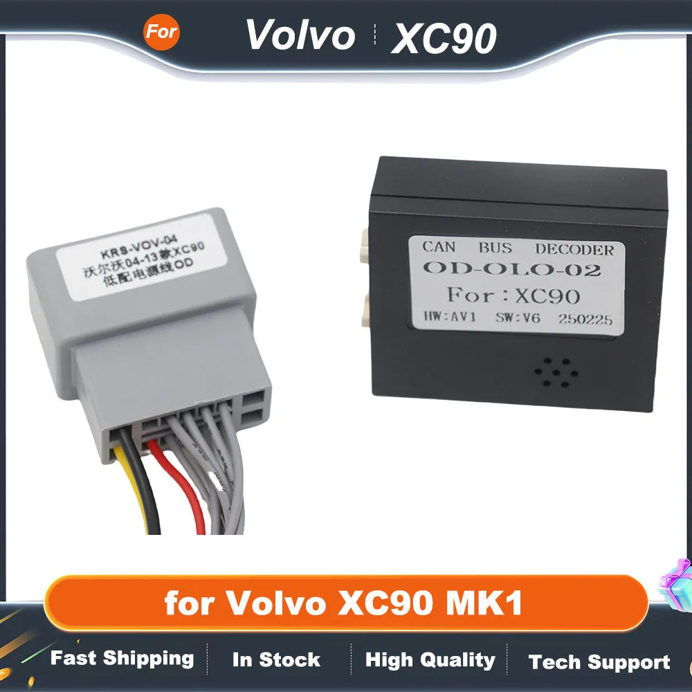 Radio Wiring Harness CAN Bus Decoder 16 Pin Plug to 14Pin Connector Audio RCA Input Car Android Cable Adapter for Volvo XC90 MK1