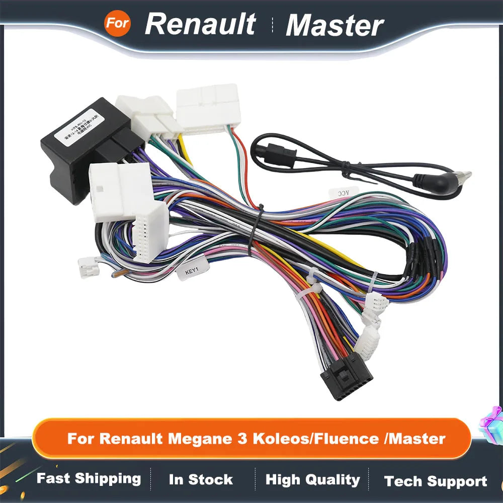 Car 16 Pin Audio Wiring Harness With Canbus Box For Renault Megane 3 Koleos/Fluence /Master Car Stereo Installation Wire Adapter
