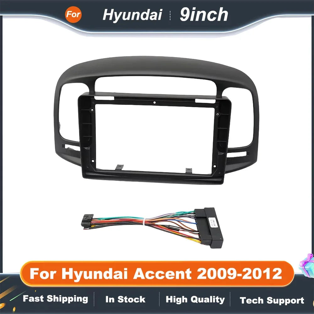 9inch 2 DIN Android Car DVD Frame Radio Stereo Dashboard Instrument Panel for  Hyundai Accent 2009-2012