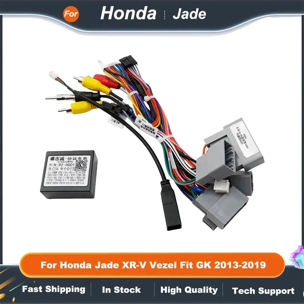 16Pin Car Radio Harness Adapter with CANBUS for Honda Jade XR-V Vezel Fit GK 2013-2019 Head Unit Power Cable